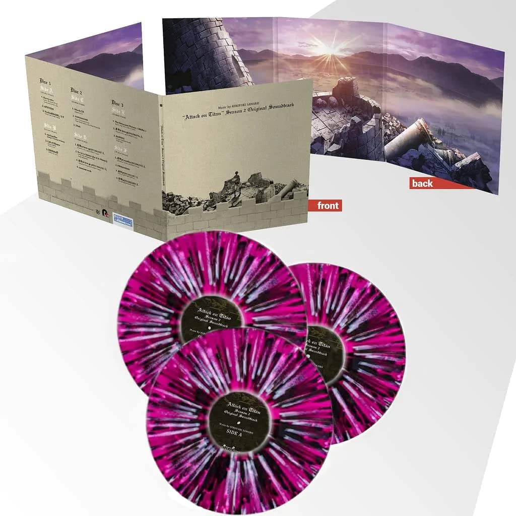Attack on Titan Season 2 Original Soundtrack Violet with Black White Sunset Splatter (Numbered /500)