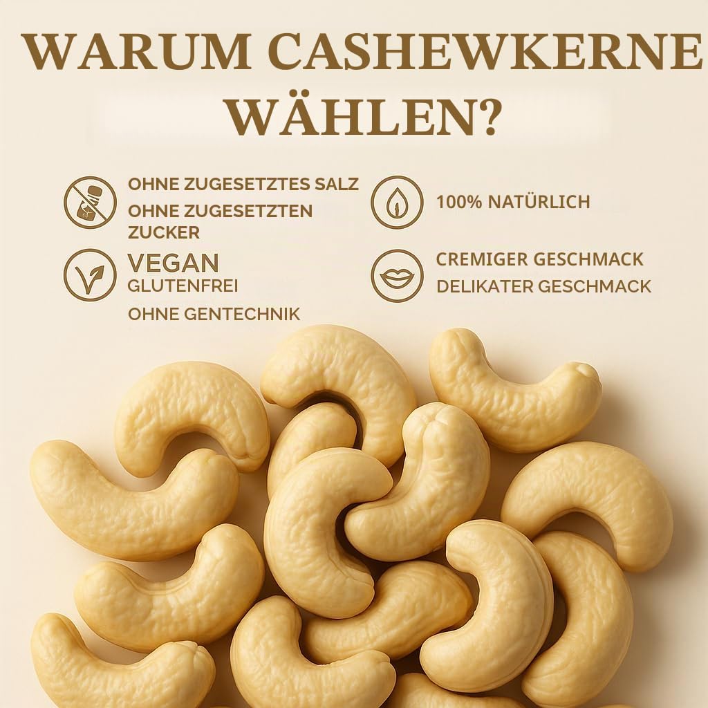 GiDeli Cashewkerne Ganze ungesalzen im Eimer reich an proteinen, vitaminen & mineralstoffen naturbelassen ohne zusatzstoffe, vegan 10kg