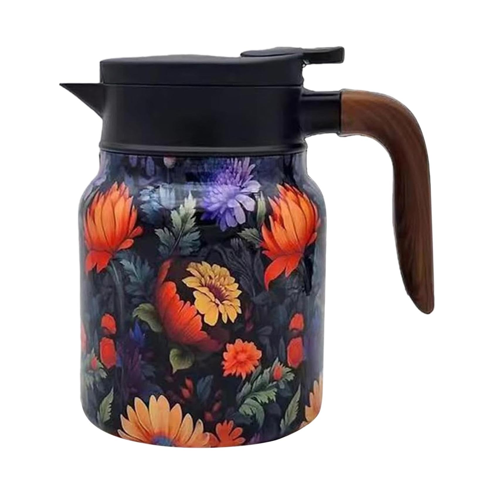 Thermos à Thé Vintage à Motif Floral 1000ml - Mini Théière Acier Inoxydable Avec Infuseur Intégré