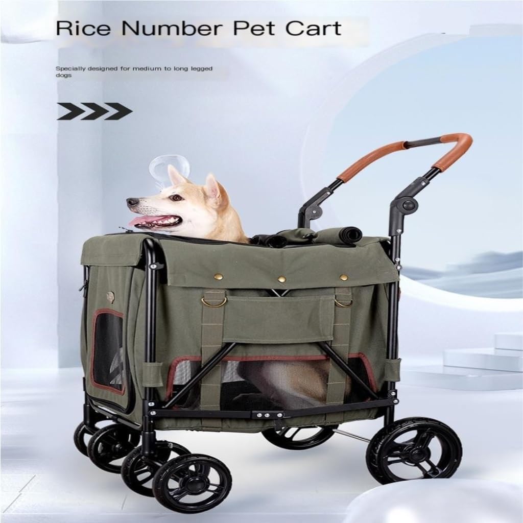 Pet Strollers Pet Stroller Lightweight Foldable Dog Stroller Detached Cat Outing Stroller Multifunctional Stroller Pet Stroller Medium(Green)