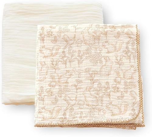 Manta para bebé recién nacido, 100% muselina de algodón, paquete de 2 unidades, diseño de encaje, 40 x 40 pulgadas