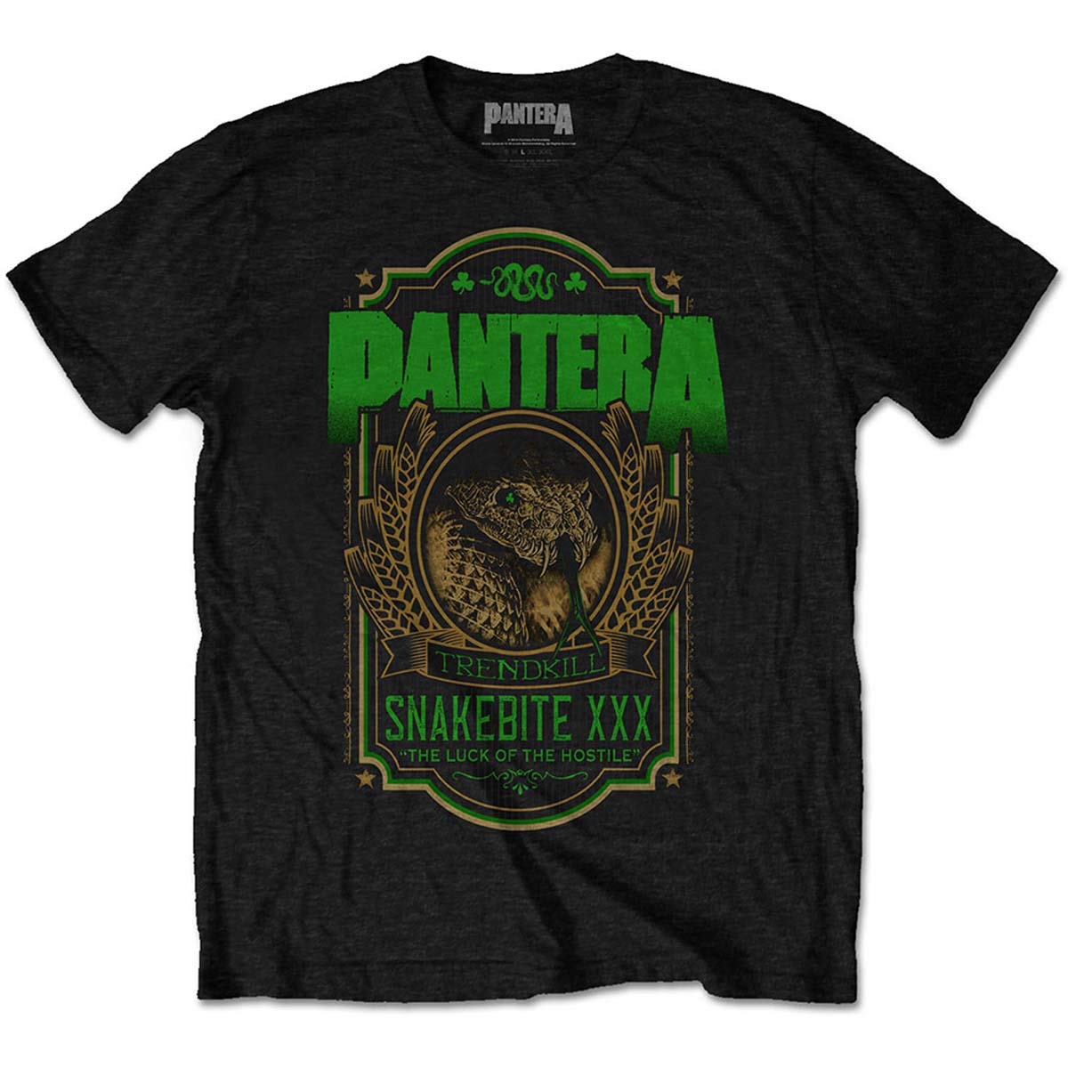 Rock Off Officially Licensed Products Men's Black Pantera Snakebite Xxx Label Official Tee T-Shirt Unisex (Large)