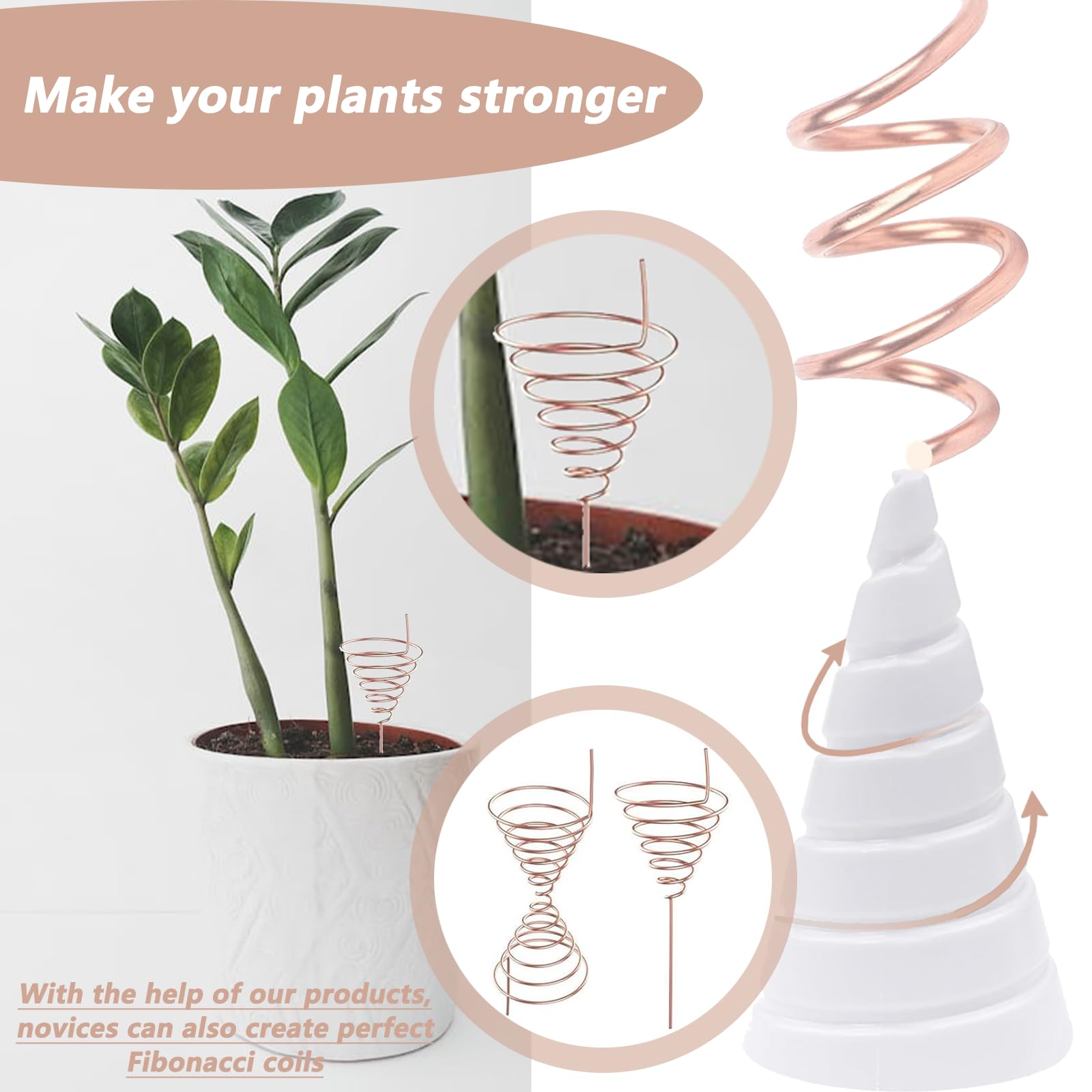 Kit Elettrocoltura Per Piante - 2 Bobine Bianche, Filo Di Rame 2,5m, 6 Bastoncini Di Legno, Per Crescita Ortaggi - 4
