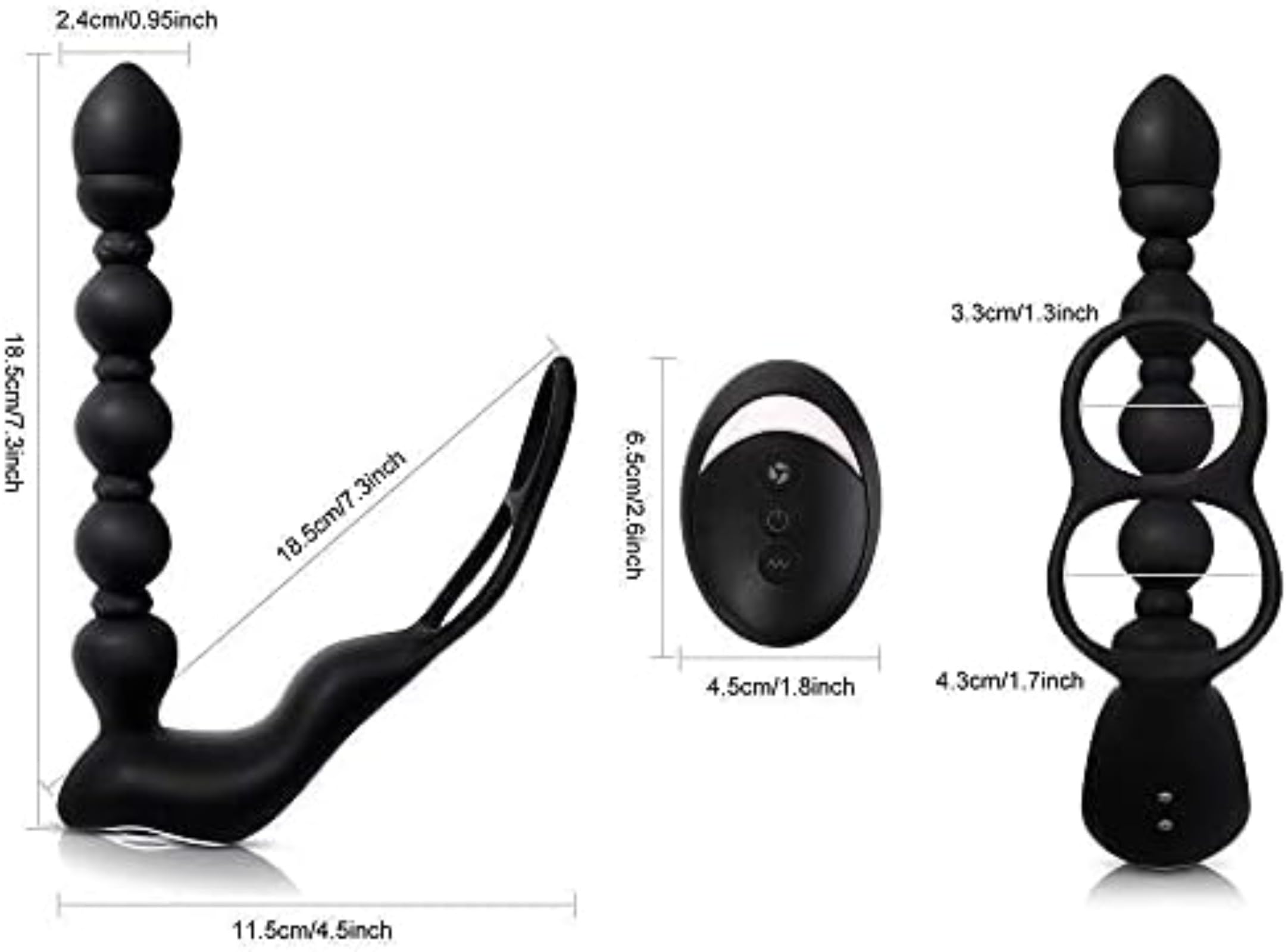 Masseur prostatique multifonction, recharge USB, anneau de à vitesse variable, sextoy, masseur corporel, avec télécommande sans fil, 10 modes