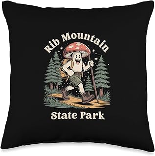 Rib Mountain State Park Wisconsin Hiking Backpack Mushroom Throw Pillow