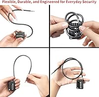 Vista 3 de RESET-201 (2 Pack) 4 Digit Combination Padlock with 12 inch (30cm) Flexible Cable, Long Lock, Cable Lock for Trash Can, Locker, Luggage, Suitcase