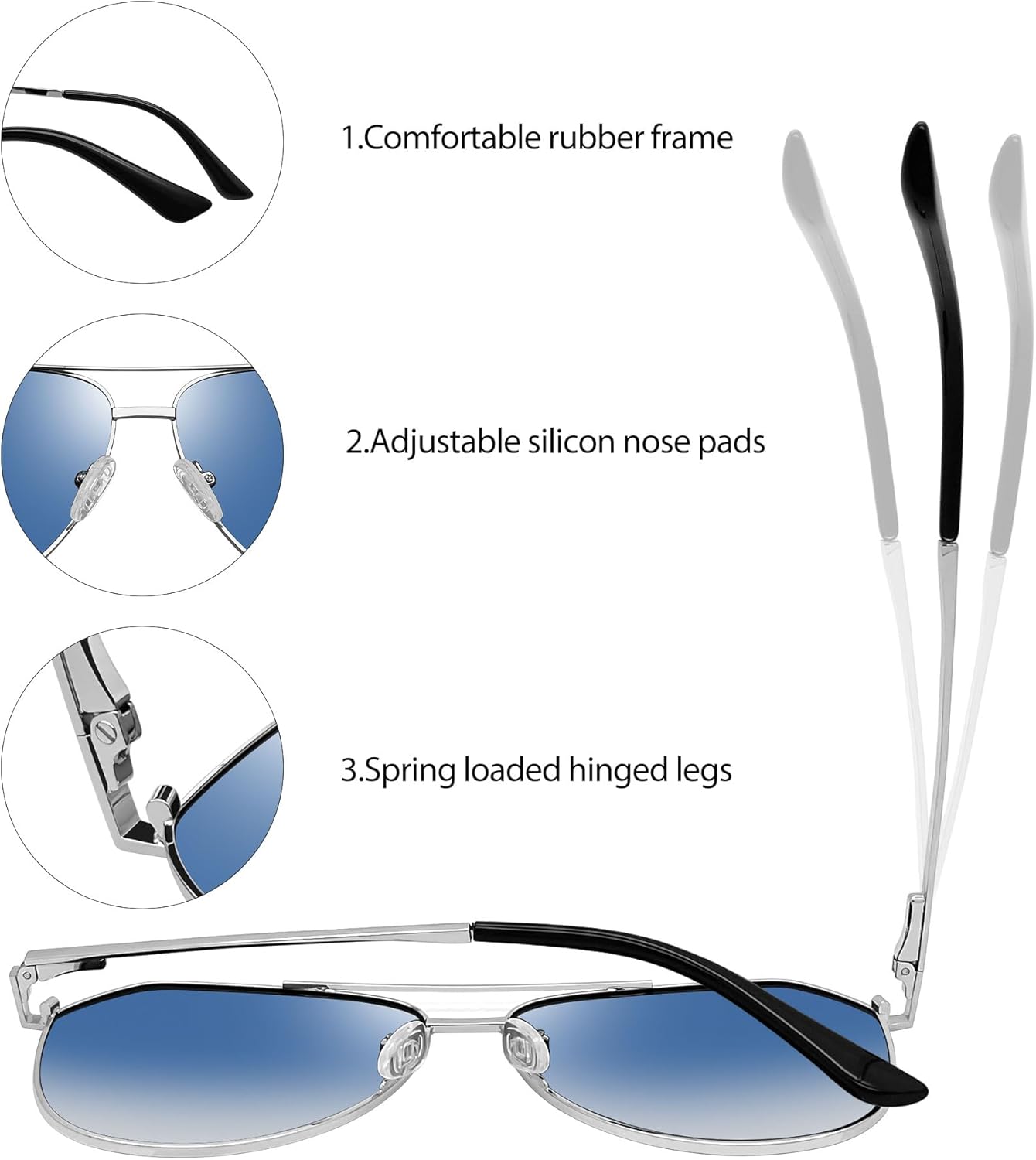 Joopin Polarized Metal Aviation Sunglasses Men, Classic Military Sun Glasses Women, Rectangle Shades UV400 Protection Costume - Image 4