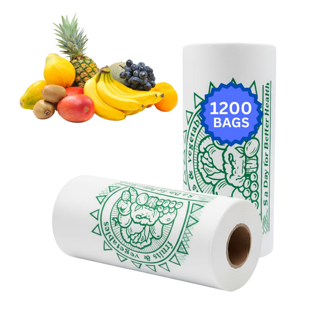 ASSUREPAK Clear Produce Bags Roll - 1200 Bags - 12"x20" – HDPE - (11 Microns) – Plastic for Grocery, Reusable Produce, Small Business, Plastic Bag,