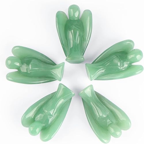 Miniatura 4 de Artistone Estatuas y figuras de ángel guardián de cristal de aventurina verde talladas a mano, piedras preciosas de bolsillo curativas, piedra de