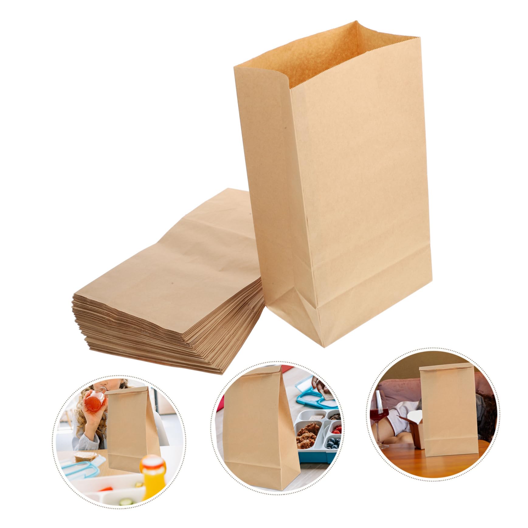 50 Piezas Bolsas De Papel Kraft Para Panadería Unidades Bolsas Para Galletas Para Empaquetar Comida Regalos o Eventos