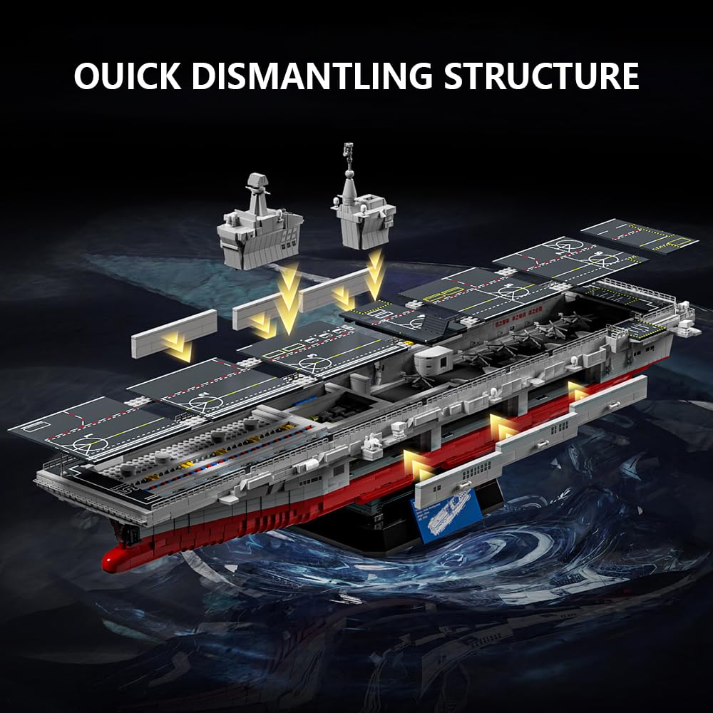 39045 Typ 076 Amphibische Assault Ship Bausteine Set, 4526 Teile der Militärserie 1:300 Skala Schlachtschiff Modell Bausteine Set, Erwachsene Sammelspielzeug Geschenk Schlachtschiff Modell