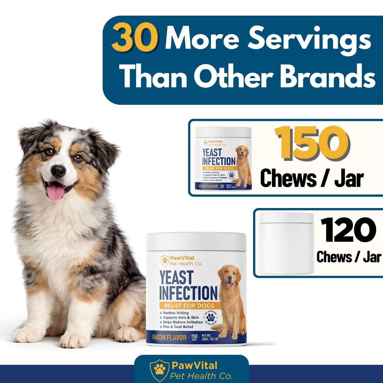 Natural Yeast Infection Treatment for Dogs, 150 Chews – Anti Yeast Support for Itchy Skin & Ears – Helps Reduce Irritation & Paw Licking – Probiotic + Herbal Blend – Bacon Flavored Soft Chews - 4