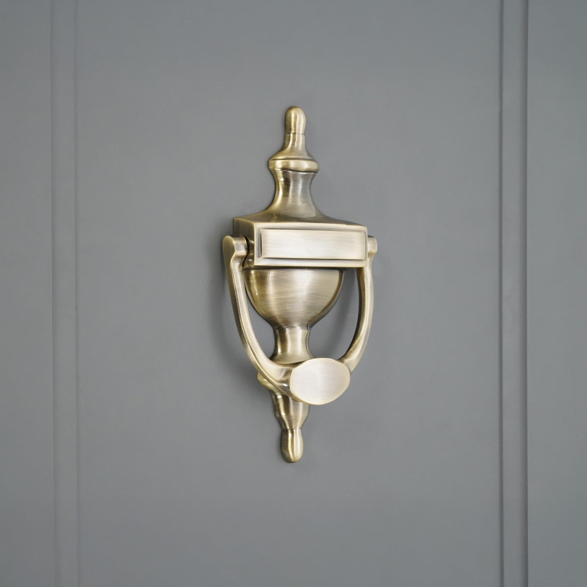 Infinity Decor Victorian Style 6” Solid Brass Urn Door Knocker in Antique Brass Finish - Image 2