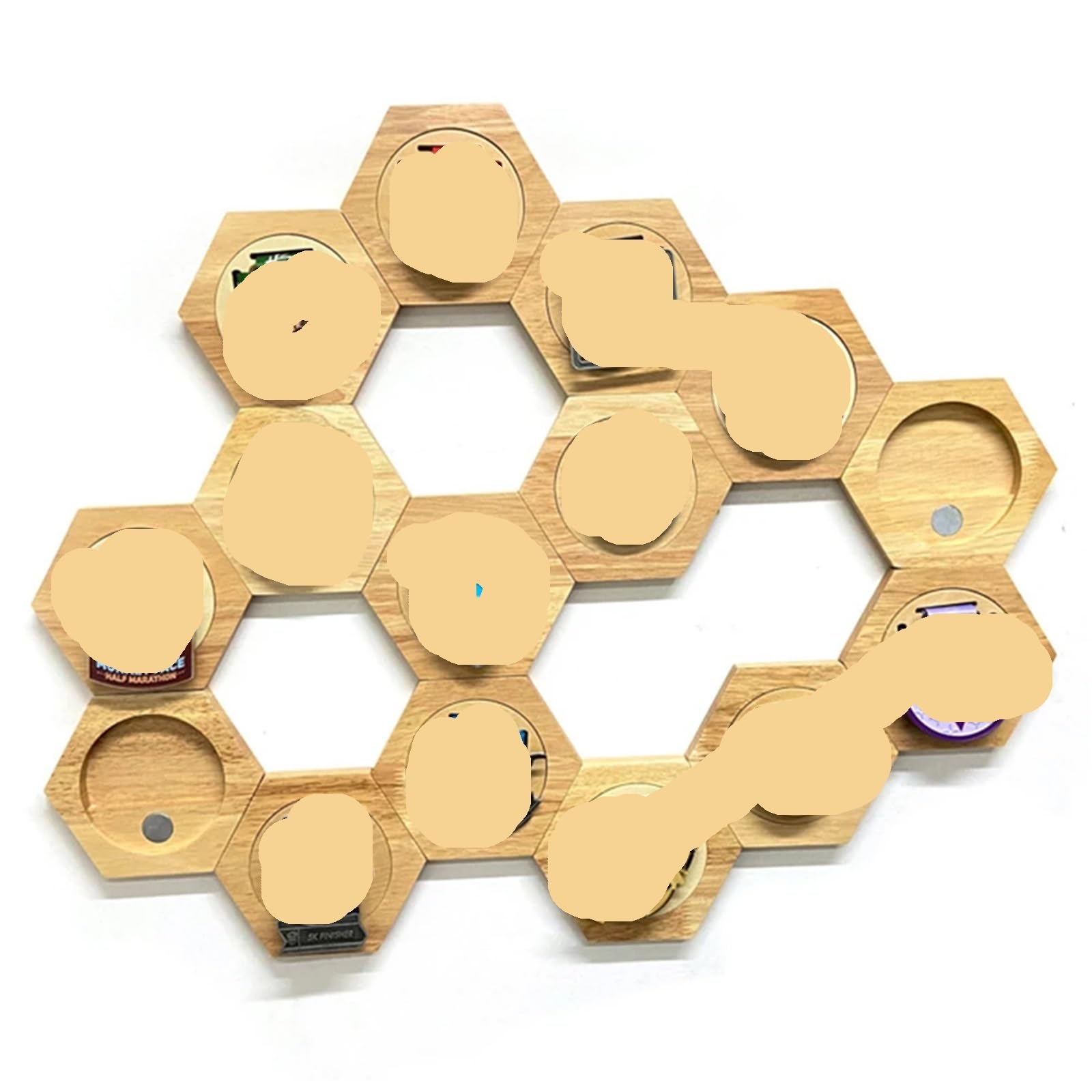 Colgador de exhibición de medallas, Soporte de Pared, Estante de exhibición de medallas de Carrera Resistente, fácil de Instalar, Almacenamiento de medallas hexagonales de Madera