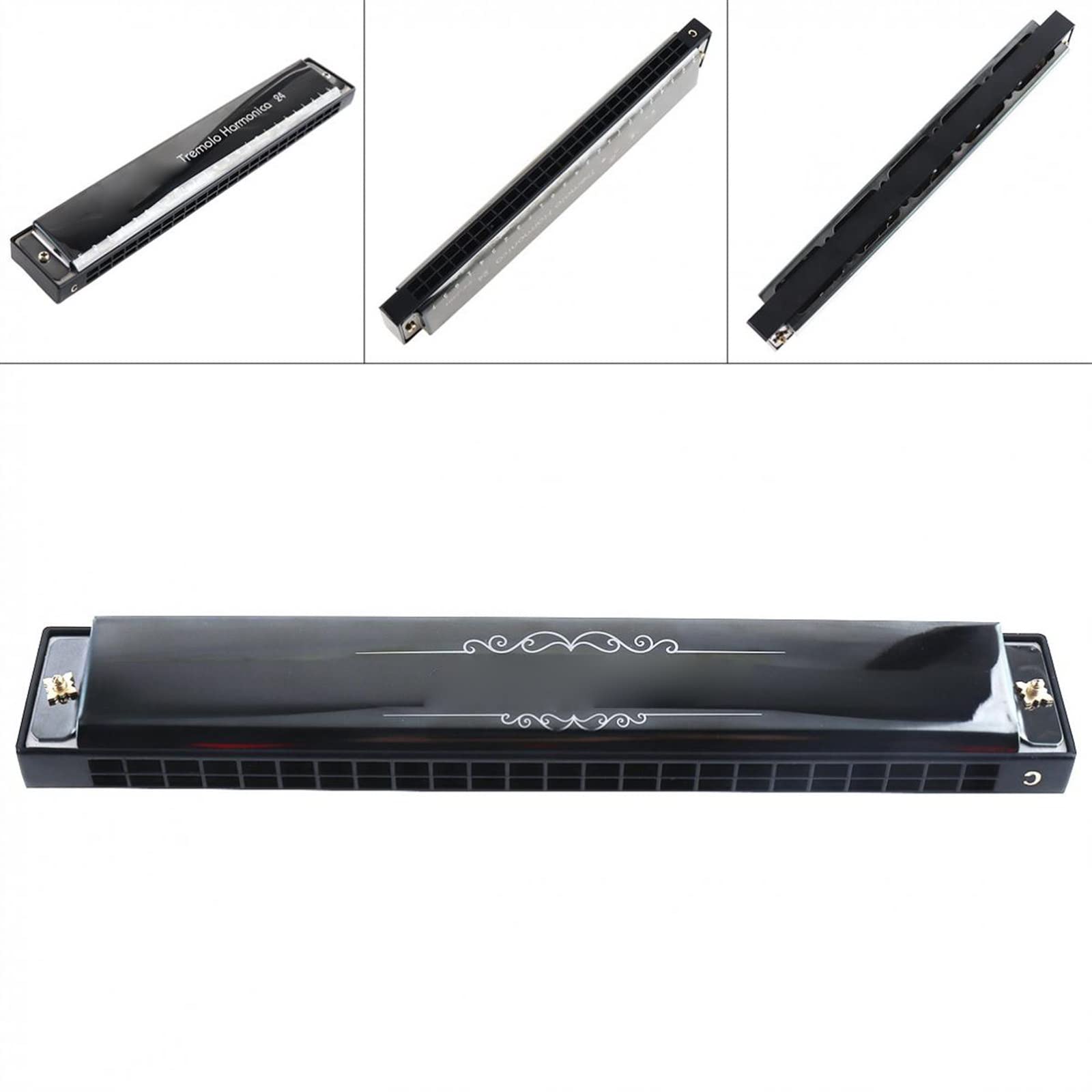 Standard Mundharmonikas Matte 24-Loch-Titan-Mundharmonika-Tremolo-Tonschlüssel C-Harfe-Mundharmonika-Musikinstrumente
