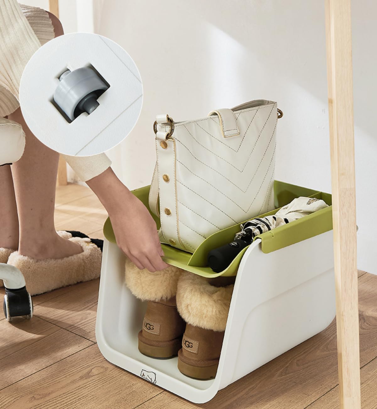 Amazon｜Molioon デスク下 収納 キャスター付き 靴 バッグをまとめて