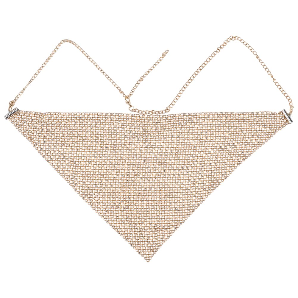 CABODYALS Gold Masquerade Face Chain Jewellery Triangle Rhinestone Headband Veil Tassel Sparkle Crystal Facial Headwear Alloy Chains for Women Dance Costume Party Cosplay Halloween Accessories Decor