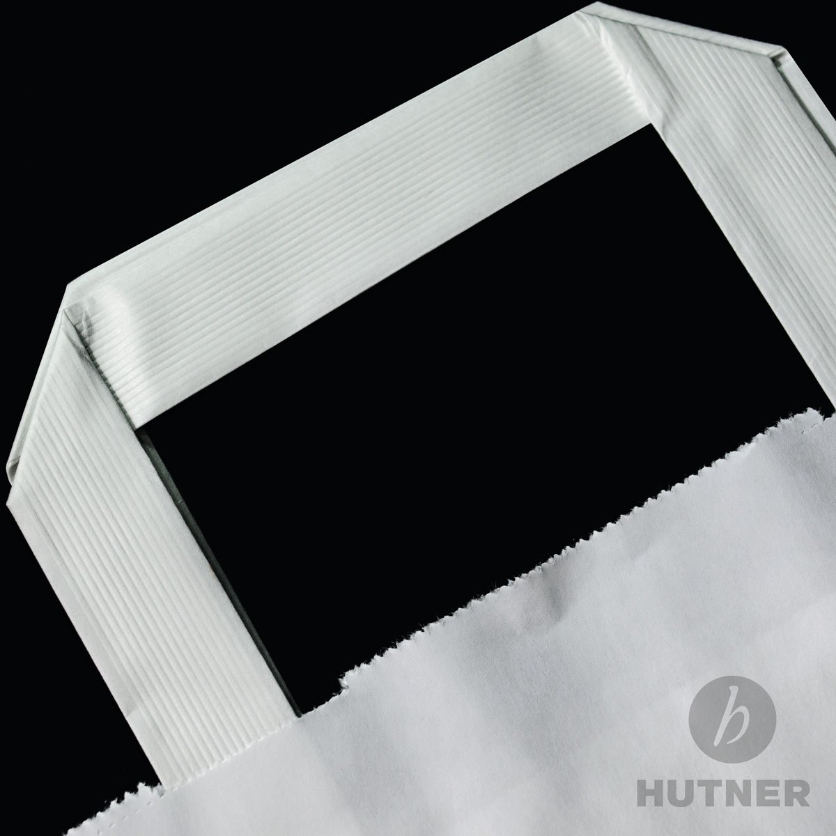 Papiertüten weiß mit Flach-Henkel I 100 Stk. 45+17x47cm I Papiertragetasche für Einzelhandel, Hochzeit, Geburtstag, TO-GO I Geschenktüten aus Kraftpapier I HUTNER