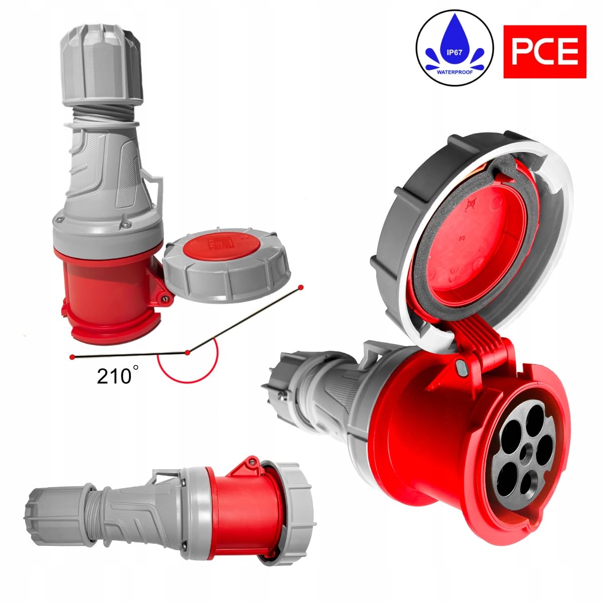 Hilark Cable Tech Przejściówka siłowa IP67, adapter 125A 5P na 63A 5P 2M