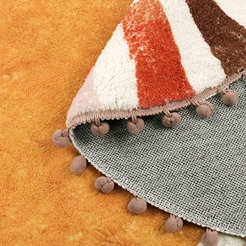 Livebox Round Boho Rug 4Ft Sun Circular Rug For Nursery Room, Colorful Circle Rug Cute Kids Rug For Living Room thumb #5