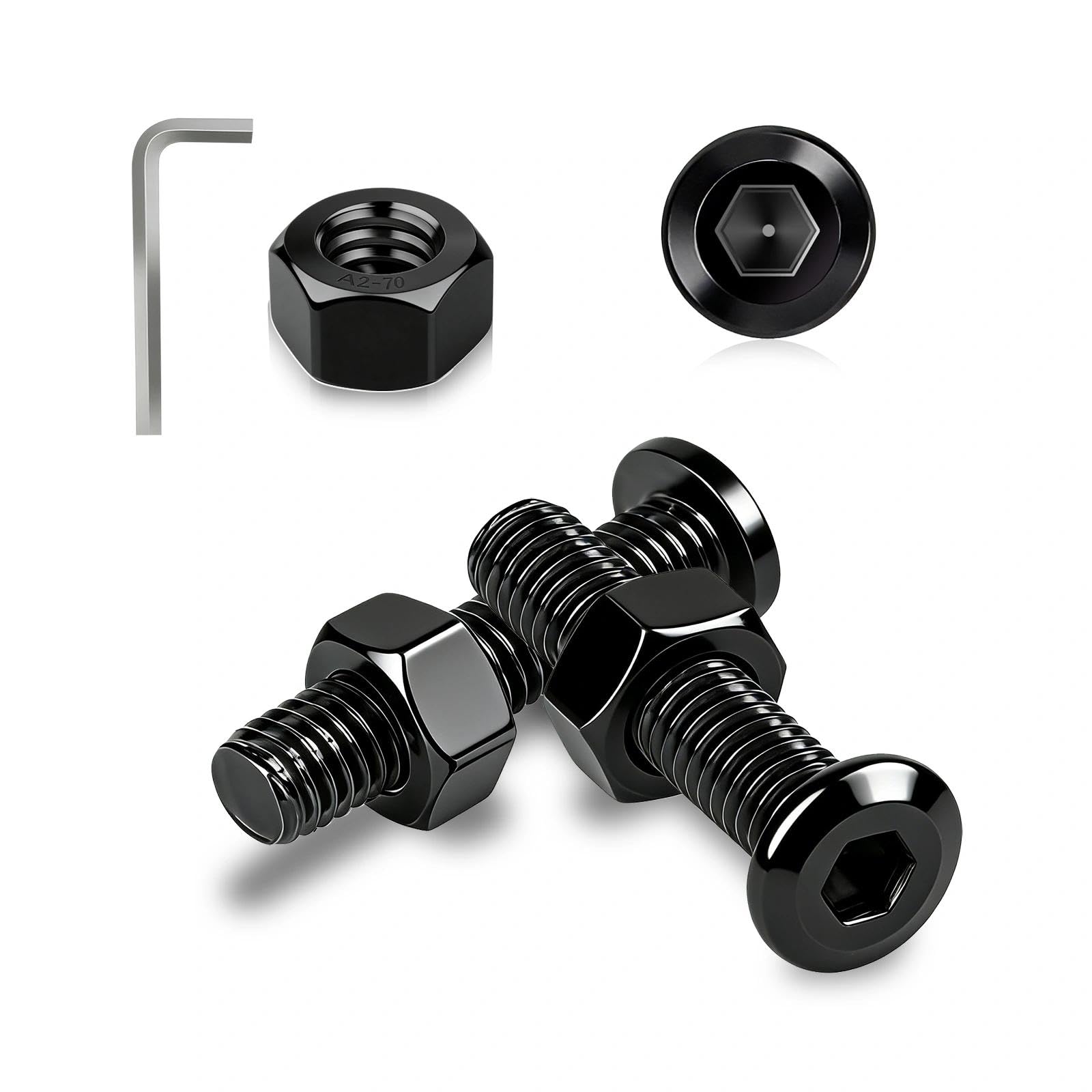 Ezitruz M5 Bolts, 30 Pcs Flat Head Hex Socket Screws M5x10 mm 304 Stainless Steel Black Bolts and Nuts Set Fully Threaded Machine Screw Allen Hex Drive for Home Furniture Repair