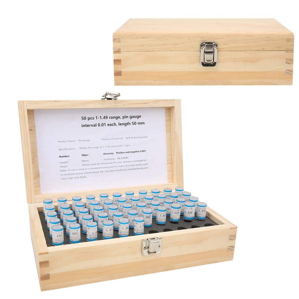 Calibro Pin Spina 1-1.49mm 0.001mm Set 50pcs Strumento di Precisione in Acciaio per Stampi Elettronici