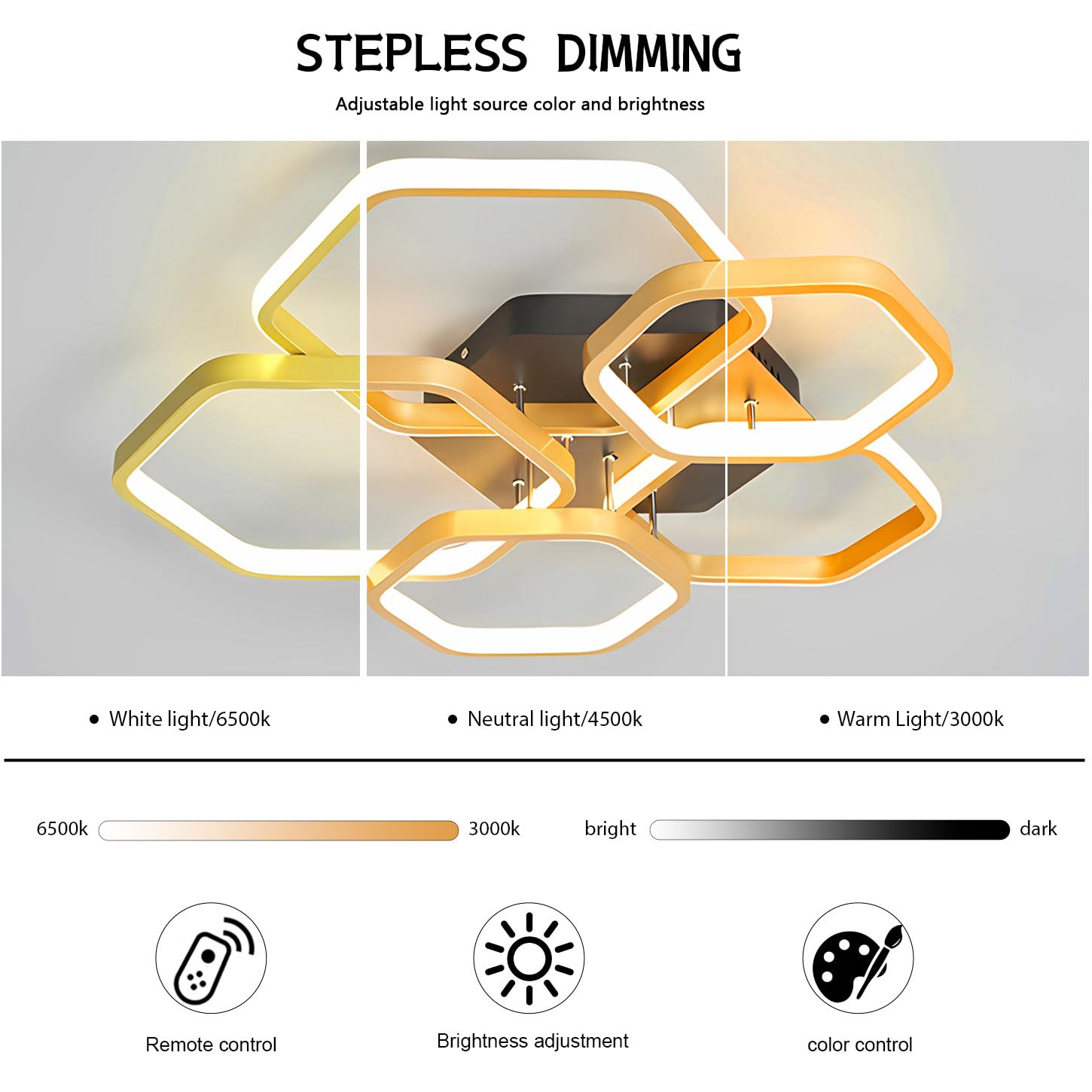 Lámpara de techo LED moderna, lámpara de techo regulable para dormitorio de 3000-6000 K con mando a distancia, lámpara de techo acrílica negra, ideal para dormitorios. (Nero)
