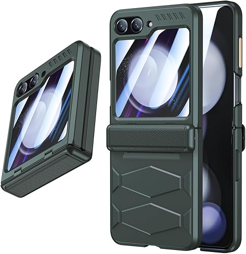 Funda para Samsung Galaxy Z-Flip-5 Protección de bisagra de cubierta completa Funda delgada para teléfono para mujeres y hombres con protector de