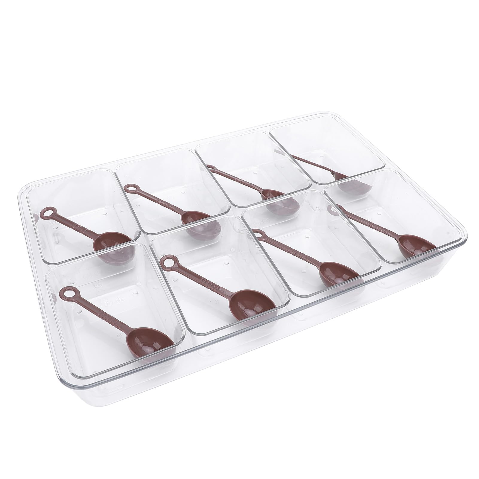 Cryfokt Organizator Przypraw, 8 Pojemników Segura Anty -slip Taca Owocowa z 8 łyżkami do Baru (Plastikowy)