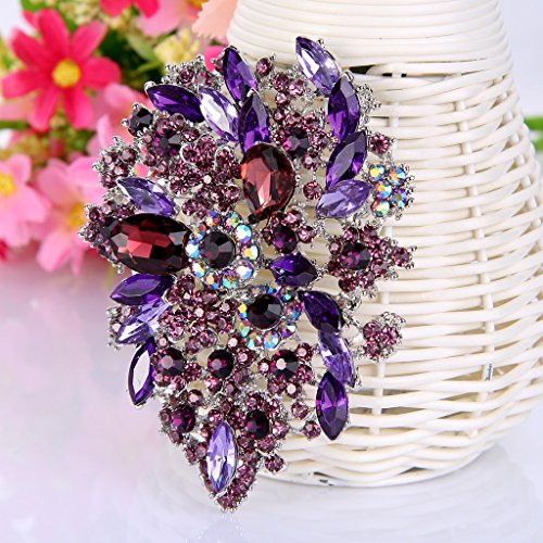 Image of EVER FAITH Women's Austrian Crystal Vintage Style Flower Leaf Cluster Brooch Pendant
