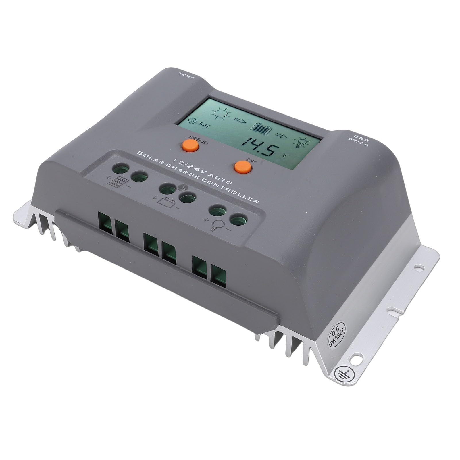 Contrôleur de charge solaire 40A PWM, LCD, double USB, reconnaissance automatique