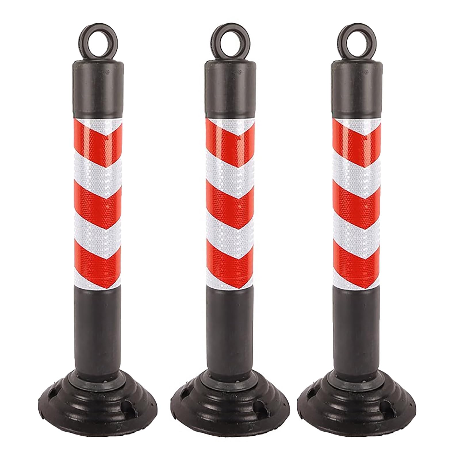 HCZKIUJY Flexible Reflective Safety Bollard Post with Base Kit for Portable Traffic and Parking Barrier Warning (Black 3pcs)