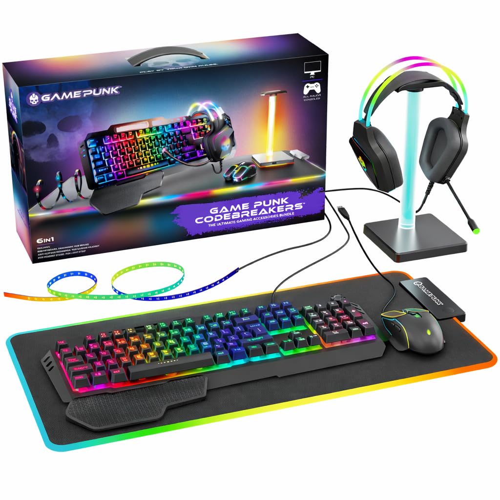ONE PUNCH Bluetoothトレーニングパッド RGB照明付き Amazon.com: GAME PUNK 6-Piece Codebreakers RGB Gaming Bundle