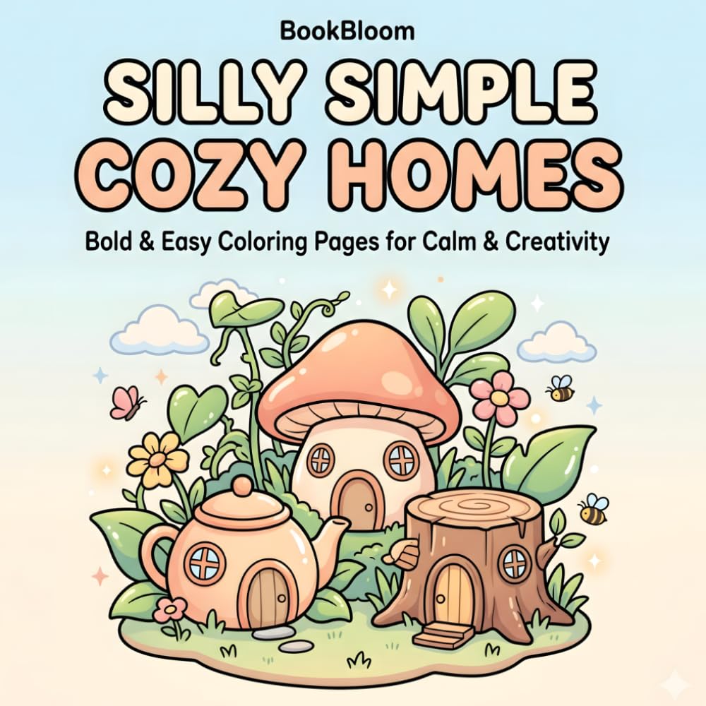 Silly Simple Cozy Homes Coloring Book: Bold and Easy Cozy Home Designs Featuring Whimsical Tiny Houses, Cute Nature Scenes, and Relaxing Simple Pages for Adults and Teens