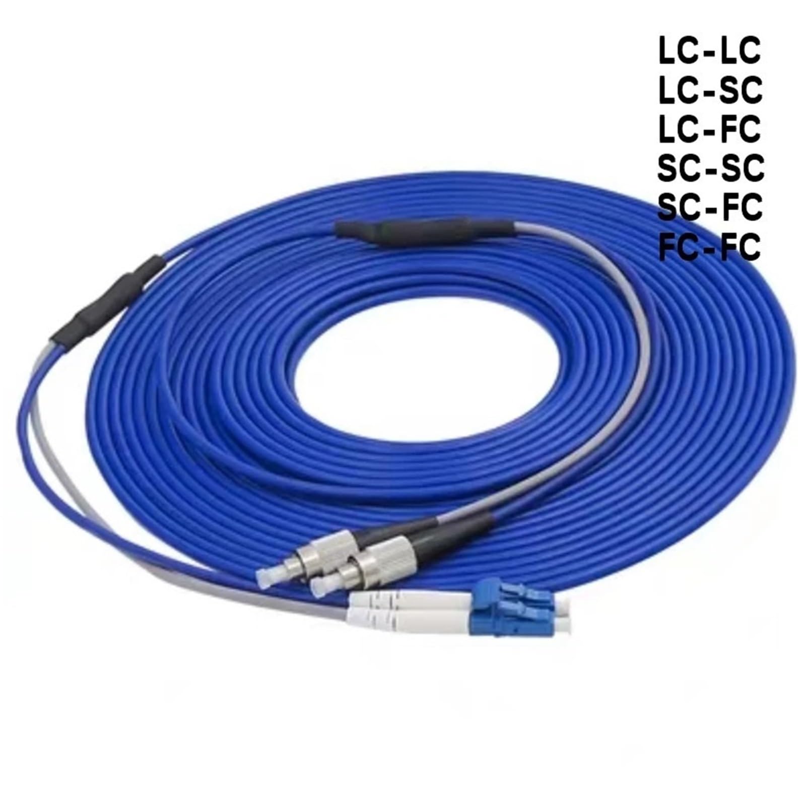 Cavo Patch Ottico corazzato a 2 Core 40M50M60M70M80M100m120m 2C monomodale SC LC FC Sca LCASM Cavo Jumper ftth 2 Fibre Blu(60m LC-LC)