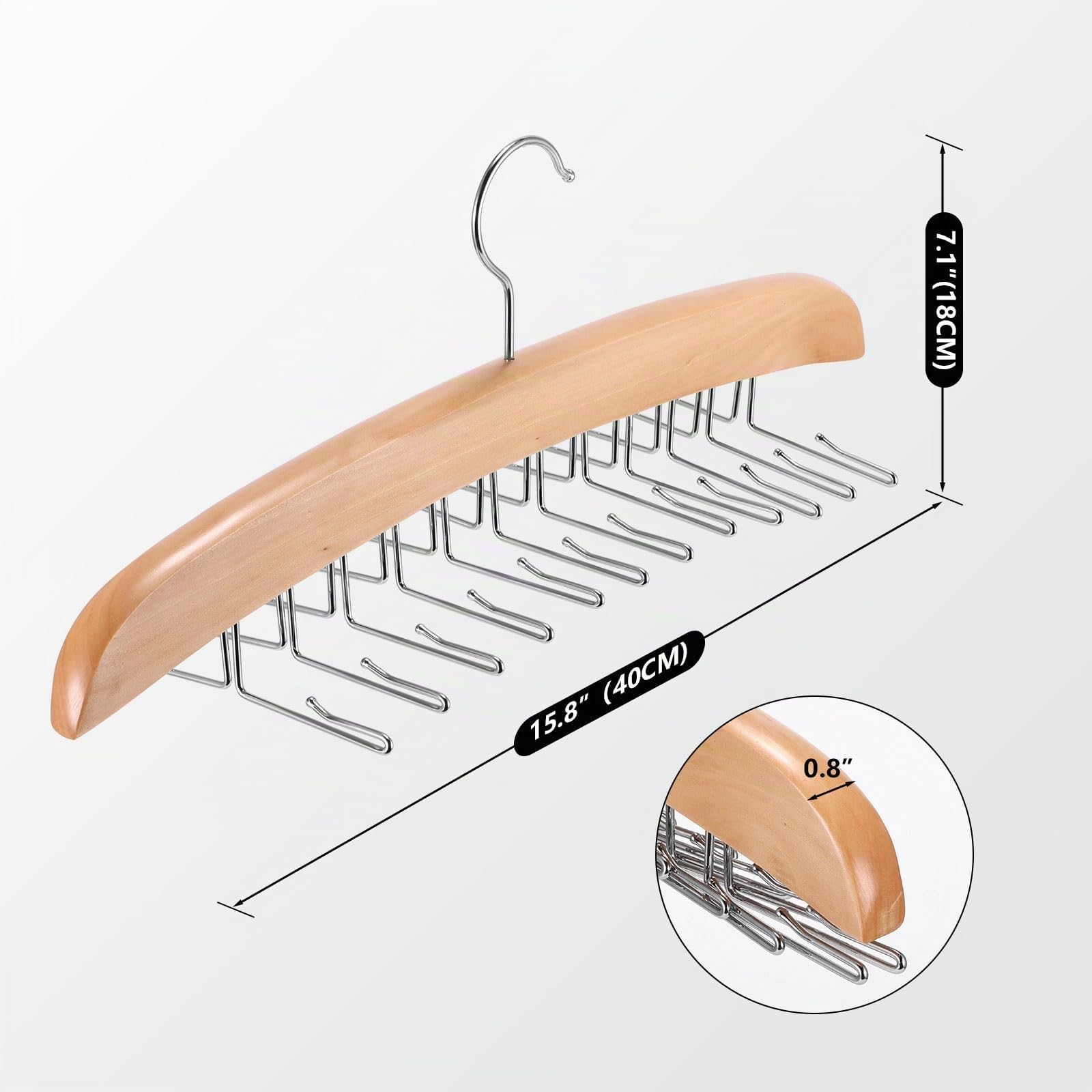 Porta-Cravatte, Gancio Per Cravatte In Legno, Ganci Singoli 24 Leganti In Legno Naturale, Organizer Per Appendere Cravatte, La Scelta Migliore Per Il Tuo Armadio Organizer
