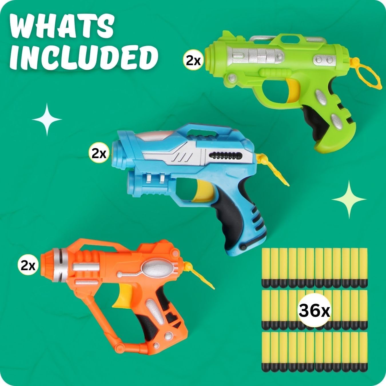 6 Pack Mini Foam Dart-Firing Blasters Micro Toy Guns with 36 Darts - Multi Pack Nerf Compatible Bulk Party Favors Supplies for Kids image 7 of 7 B06XYTX23H