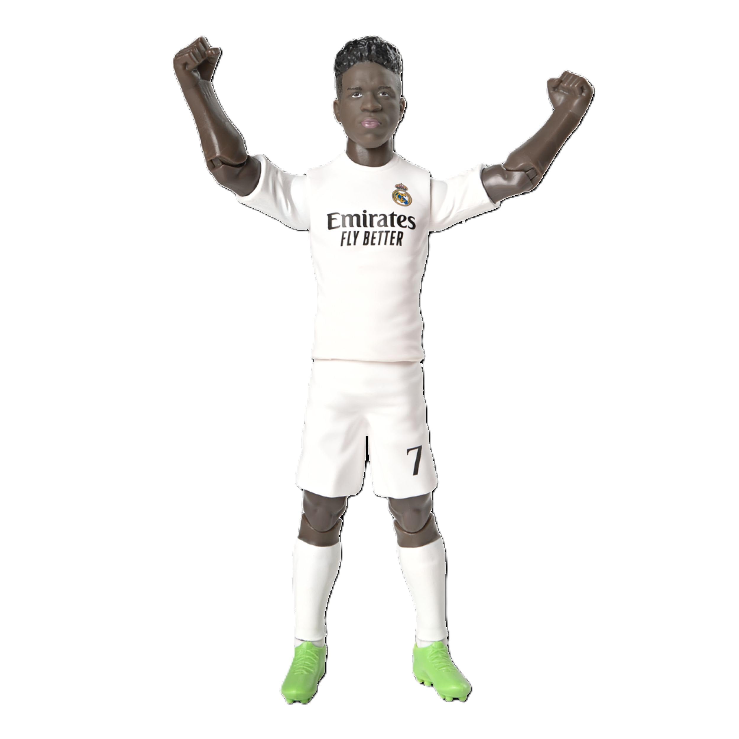 Megableu - Figurine Foot Vinicius - 20 cm - Grande Figurine Footballeur Réaliste & Articulée - Licence Officielle - 10 Points d’Articulation - Jouet Football Real Madrid - Idée Cadeau Fans Vinicius
