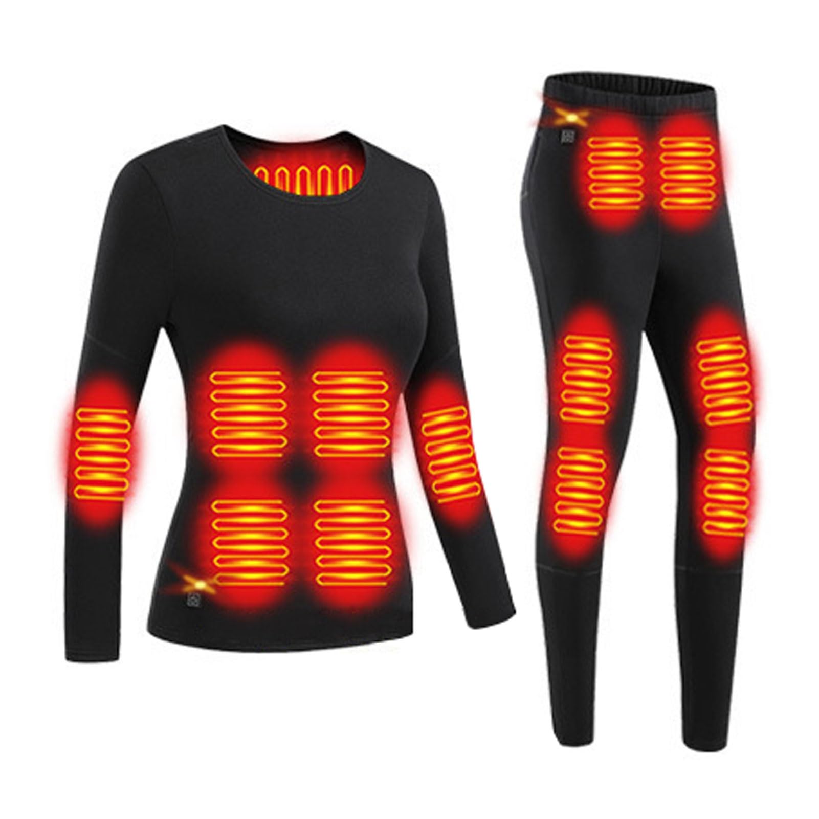 sous Vêtements Chauffants pour Femmes, Ensemble de sous Vêtements Thermiques Chauffants à 28 Zones, Pantalon Haut de Vêtements Chauffants Électriques USB