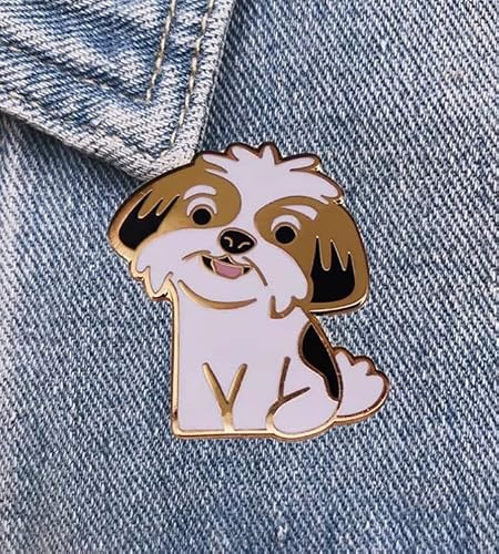Dog Pin Jewelry White And Black Enamel With Gold Tone For Women, Girls, And Boys, Tac Lapel Bag Pin #TOP4