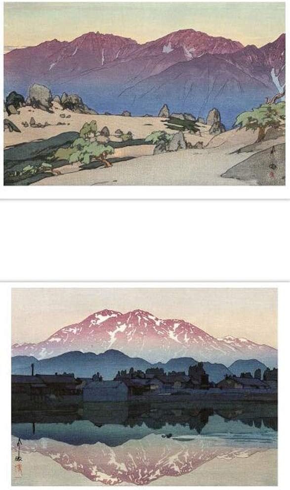 32 PCS 1 Set Japanese Landscape Snow Scene Ukiyoe Postcards Set Literary Greeting Cards Blessing Message Card Postcard-Boxed (Mountain Landscape)
