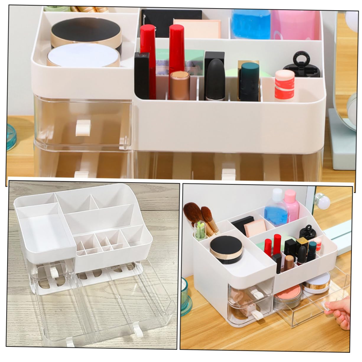 PACKOVE Portatrucchi Organizzatore Con Cassetti Trucchi Scrivania in Plastica Resistente Organizer Per Trasparente Per Vanità e