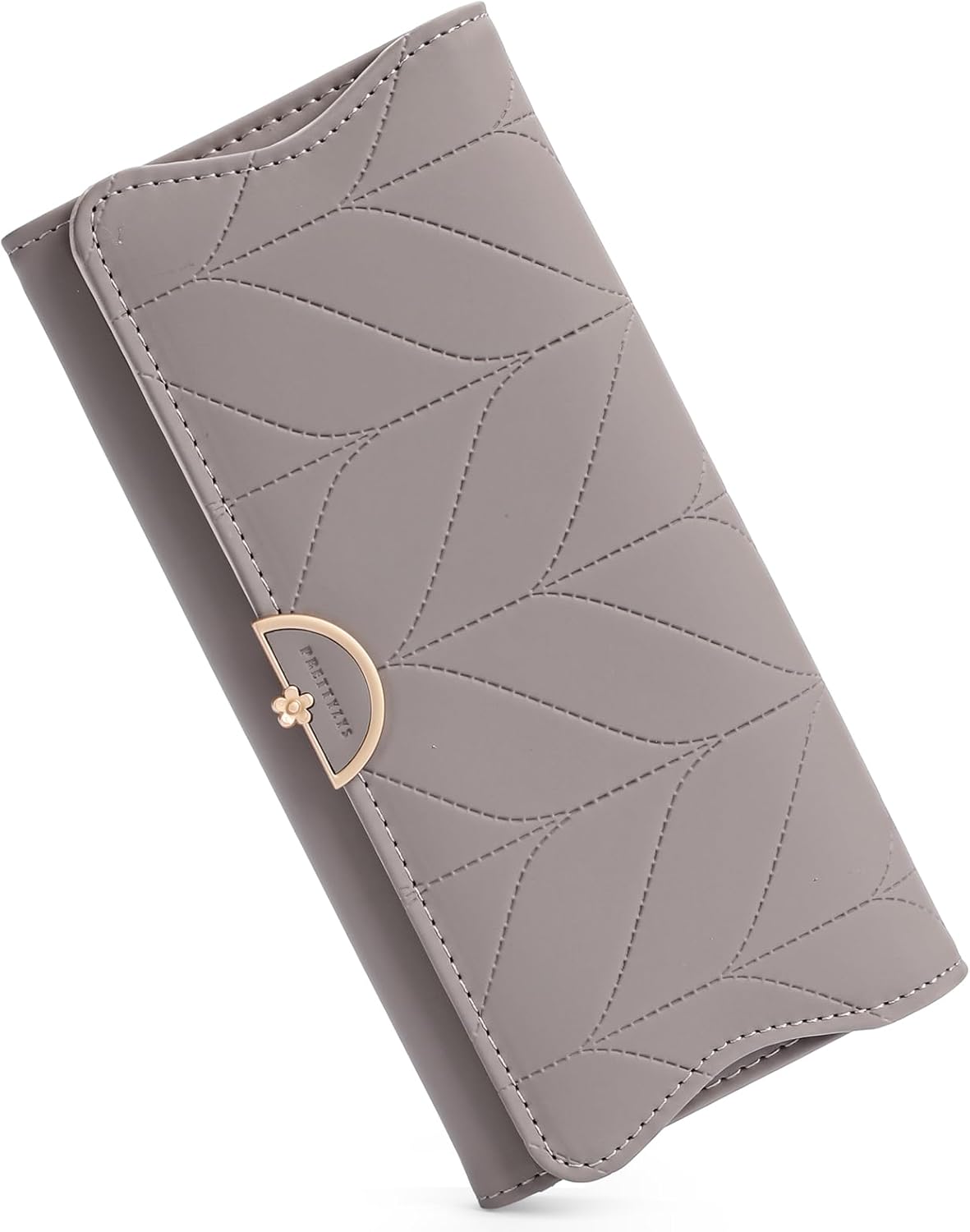 Leather Wallet for Women Trifold Womens' RFID Blocking Wallet Card Holder Purse Clutch with Zipper Coin Pocket,Drak Gray