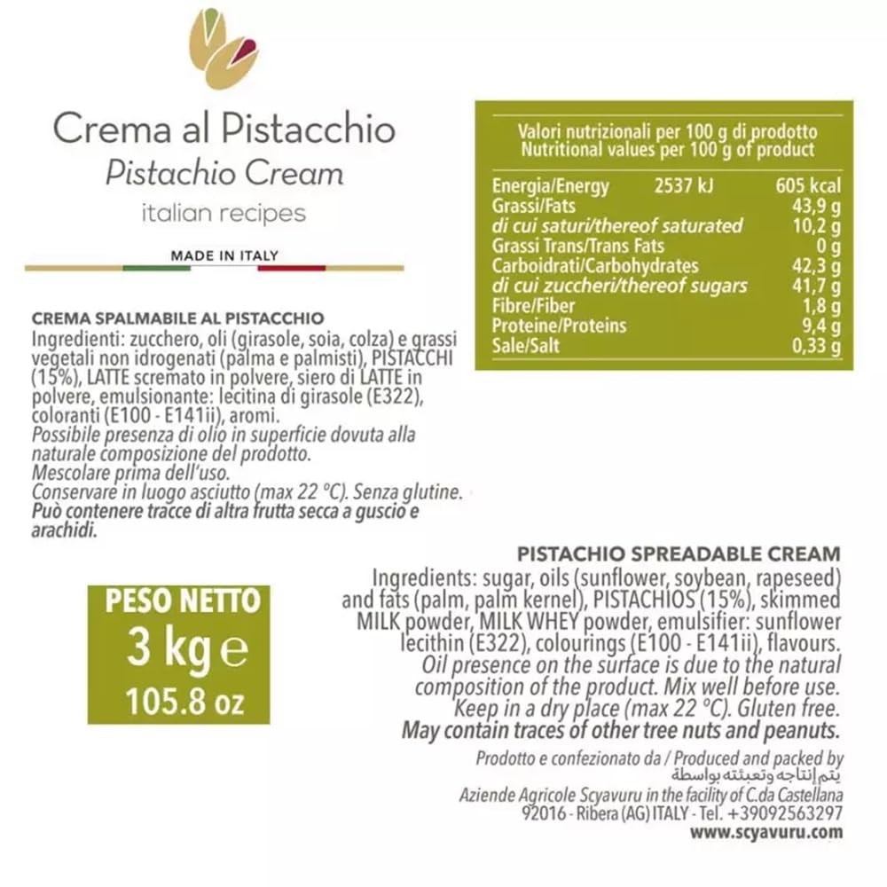 Crema al Pistacchio Formato maxi secchiello da 3 kg