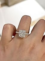 Vista 5 de Anillo de compromiso de corte cojín de 4 quilates para mujer, anillo de compromiso chapado en oro blancorosa de plata de ley 925 de 18 quilates