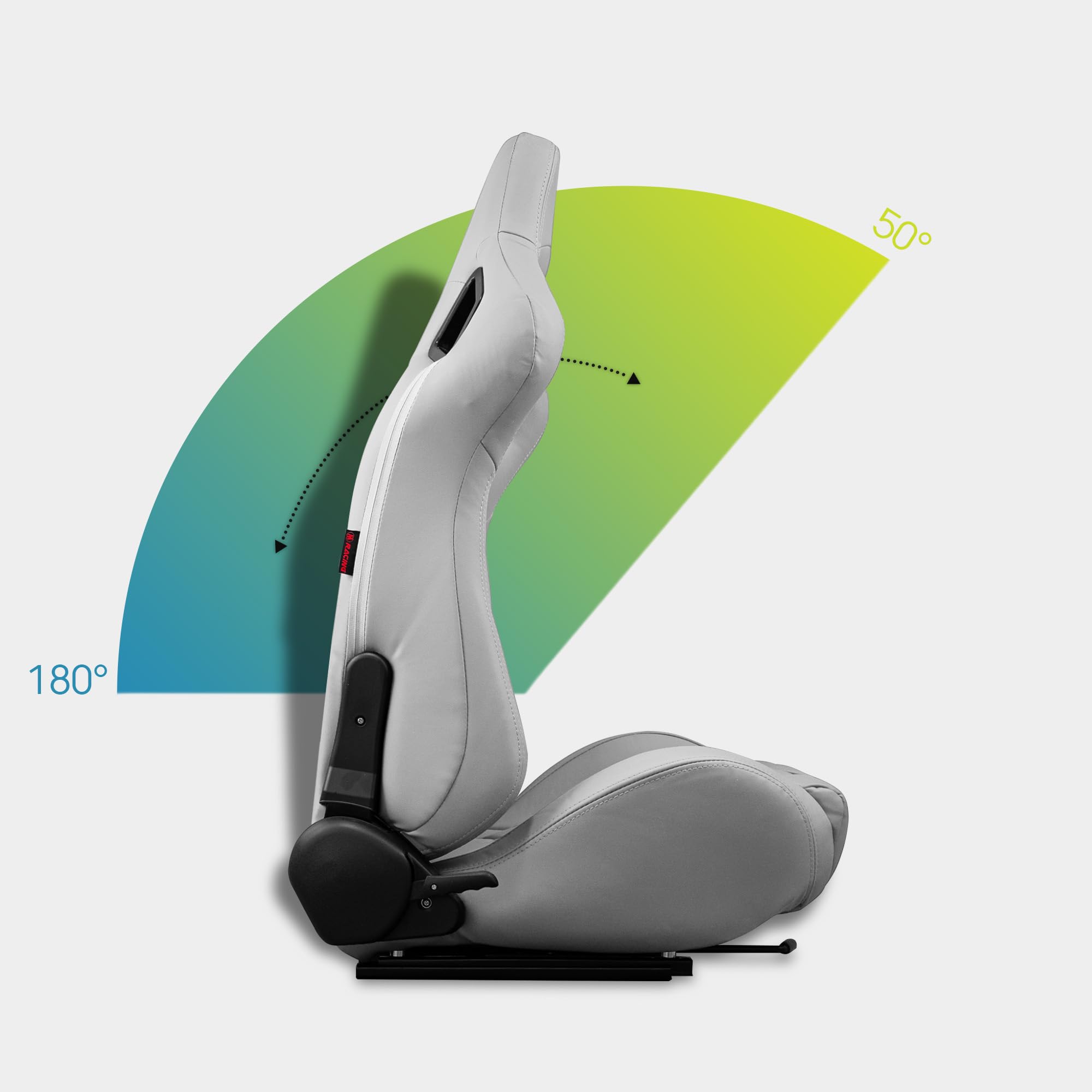 M MODAUTO Semibaquet B.E Cuero Blanco/Detalles en Forma De Figura,Semibaquet Deportivo,Adaptable para Coches,Ríeles Incluidos,para Coche y Simulador de Conducción (N501L)