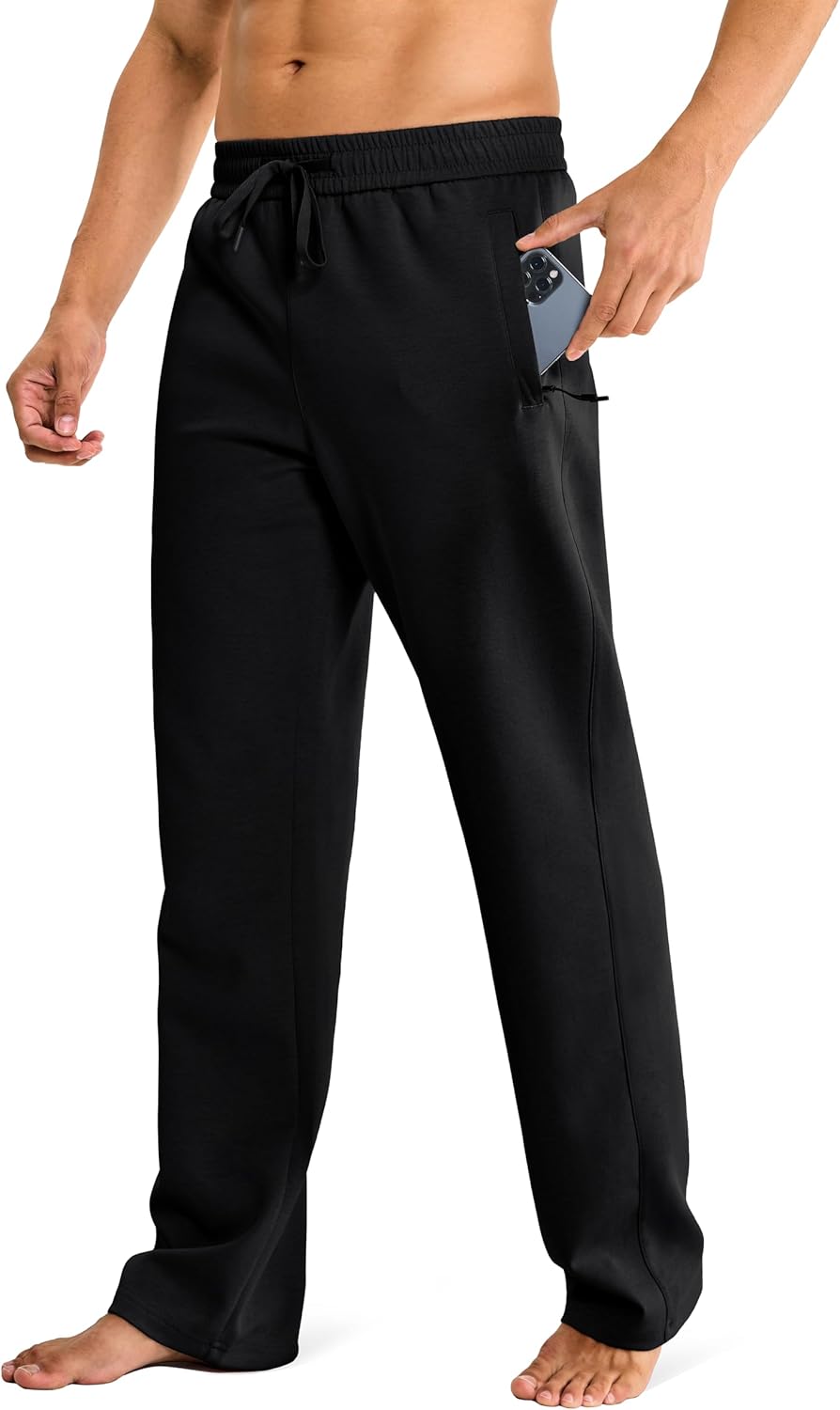 32"/34"/36" Inseam Mens Tall Sweatpants Long Lounge Yoga Pants with Zipper Pockets for Home Casual Athletic