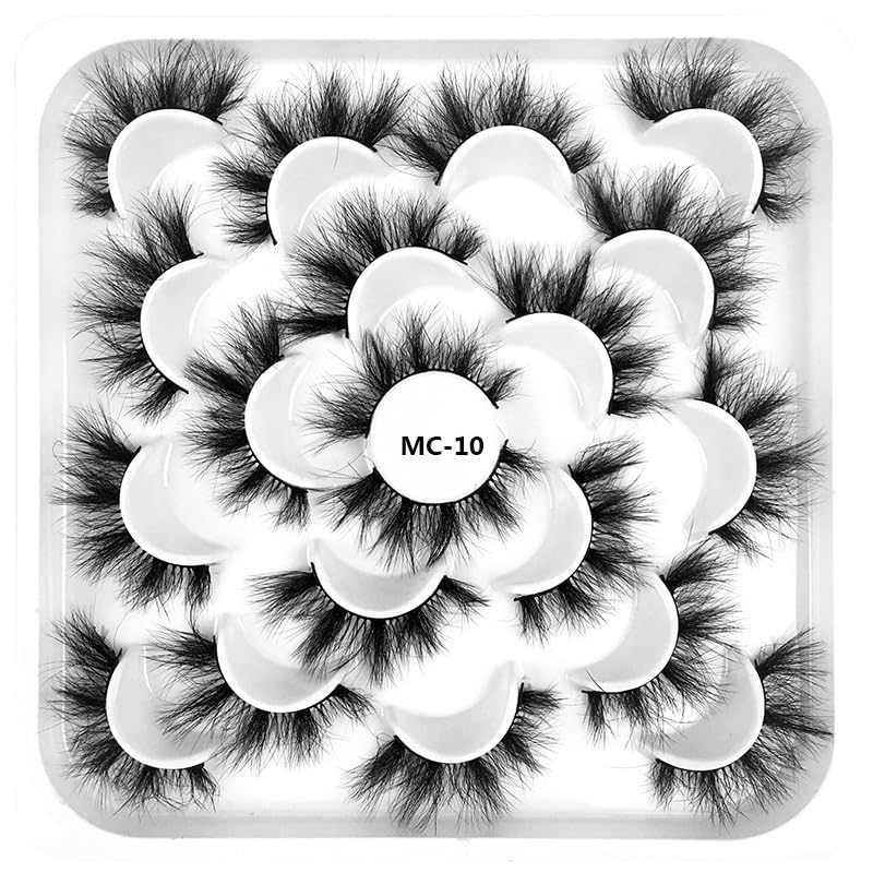 suxuMhao Lot de 10 paires de faux cils en vison aspect naturel 8D volume faux cils MC-10
