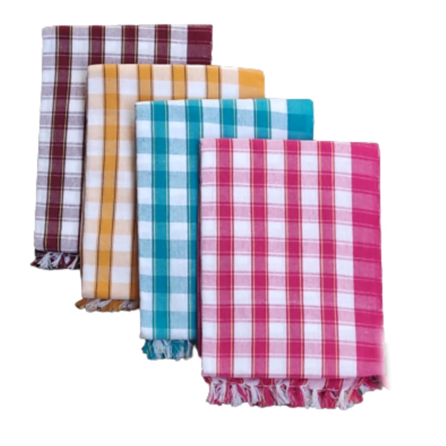 cottontail Handloom Pure Cotton Bath Towels, Multicolour Striped, 36x72 Inch, Pack of 5, Heavy Quality, Plain Weave (2)-image-38