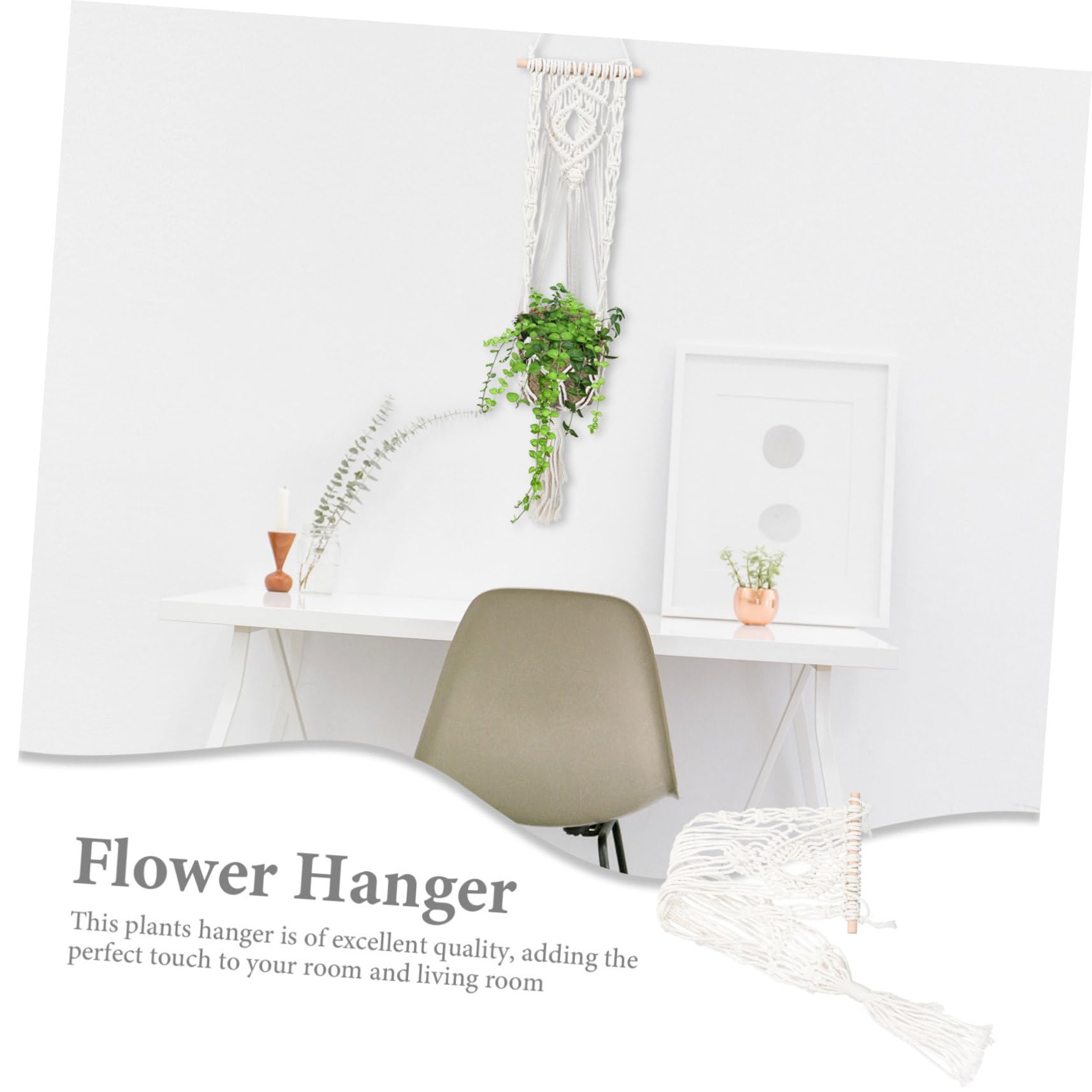 HEMOTON 3 Pièces Panier Suspendu en Corde de Coton cintres pour Plantes d'intérieur Cintre en macramé Usine Panier en Corde de Coton Fronde tissée à la Main Bambou Beige
